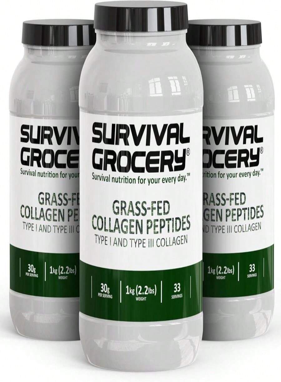 Survival Grocery? Collagen Peptides Powder – Grass Fed Hydrolyzed Collagen Protein Supplement, Types I &Amp; III, Unflavored, Gluten Free, Keto Friendly, Non-GMO, Dairy Free, 1kg, 1 Jug - Flavor NameD - 查看 1