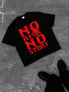 No Risk No Story Bold Red Print Black T-Shirt. Eye-Catching Design, Motivational Quote. Perfect For Gym, Streetwear. Fashion, Comfortable, Versatile. Ideal Gift. Pure Cotton Men's Short Sleeve - Youth Sports Tee - College Birthday Present - Halloween Gift - Christmas Gift - Men's Fashion. - màu đen - Xem 1
