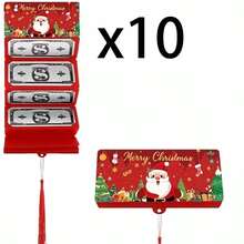 10-Slot Christmas Money Bags & Gift Card Holders - Santa Claus Holiday Design With Snowflakes, Trees & "Merry Christmas" Text - Red, Green, Blue Paper Gift Supplies For Cash, Cards - Perfect For Christmas, Birthdays, Thanksgiving, Christmas Gift Bags, Festive Design, Decorative Illustrations, Party Favors, Snowflake Pattern, Durable Material, Event Organizers Christmas Pajamas Gifts Christmas Decor - Multicolor - View 18