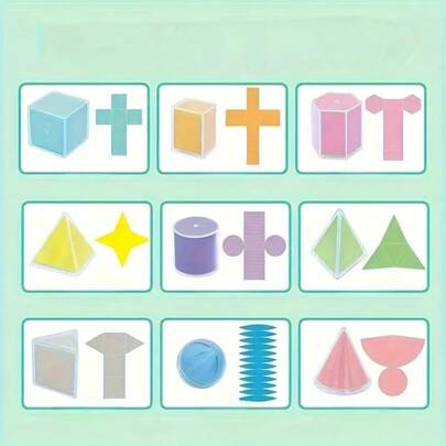 18 pezzi Set di modelli geometrici: Utilizza modelli dimostrativi di geometria trasparente per convertire il 3D in 2D - Materiale PC