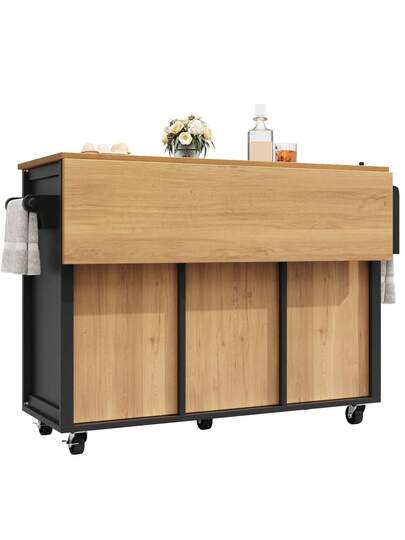 Kitchen Isl Practical Cart, Large Storage Space, Adjustable Shelves, Drawers Doors, Dining Room view 10