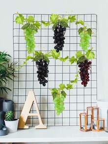 36 PCS Artificial Grape Cluster Hanging Decor Soft Bouncy Grapes With Realistic Leaves For Home Kitchen Wedding Party Decoration (Purple) - Purple - View 5