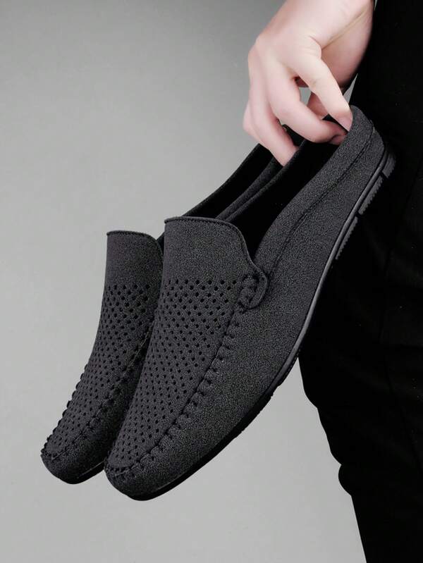Mocassins masculinos casuais de cor sólida, leves e respiráveis para uso no escritório