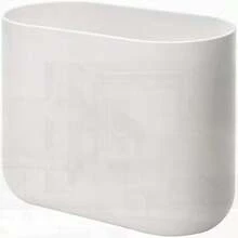 Oval Slim Trash Can For Bathroom, Bedroom, Home Office, Dorm, College - Matte White/Gray