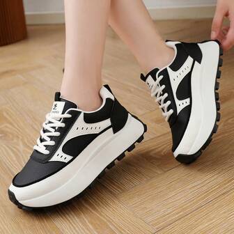 Tenis gruesos para mujer, nuevos lanzamientos 2025, zapatos casuales versátiles con suela gruesa y ligeros para otoño/invierno