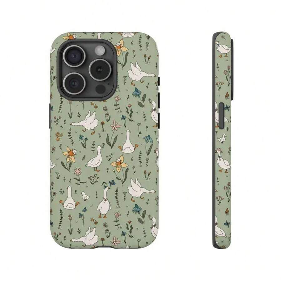 Silly Goose Phone Case Funny Animal Lover Gift Protective Case Cottagecore Theme Gift For Her 16 Tough Case Floral Bird Lover - Mixed Color 1 - View 1