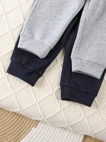 2 Stücke/Set Baby Jungen Lässig einfarbige Bären Thermohose, Herbst/Winter