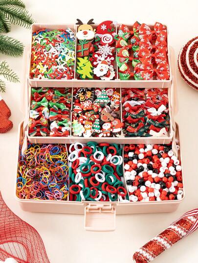 373pcs/575pcs Colorful Christmas Hair Accessories Set, Cute Christmas Ribbon Bow Hair Clips, Star BB Clips, Hair Claws, Simple Fashion Hair Ties, Suitable For Girls Christmas Party Decoration, Best Gift Choice (No Box - OPP Bag), Gifts For Women