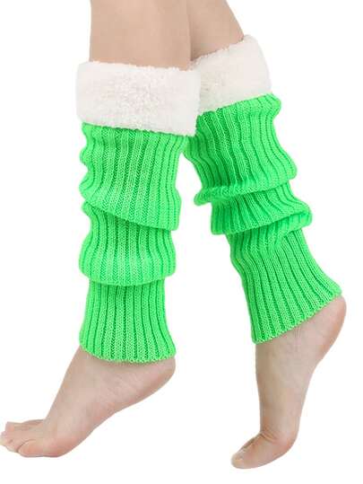 1 Paar gestrickte Beinwärmer, kuschelige Beinwärmer in Bonbonfarben, japanischer Schulstil Beinwärmer, weihnachtliche warme Fußabdeckungen