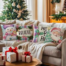 4pcs Colorful Christmas Theme 4-Piece Set, Single-Sided Printed Throw Pillow Covers 45*45cm