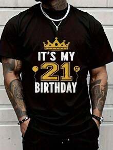 100% Cotton Shirt Black It's My 21st Birthday Gift For 21 Years Old Man And Woman T-Shirt - màu đen - Xem 1