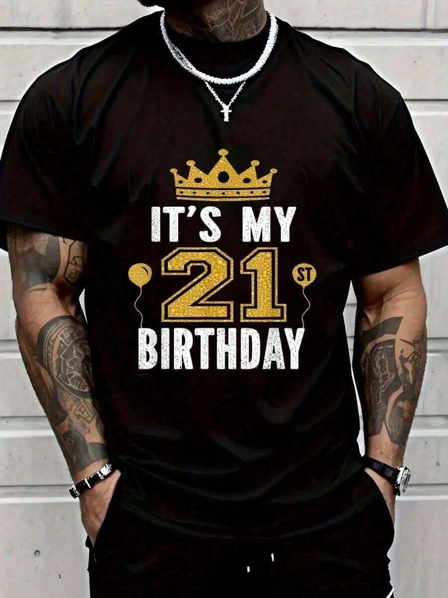 100% Cotton Shirt Black It's My 21st Birthday Gift For 21 Years Old Man And Woman T-Shirt - màu đen - Xem 1
