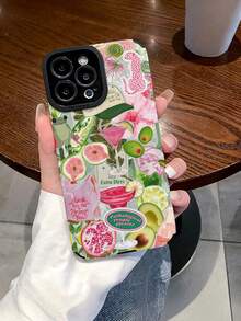 1pc PU Leather Creative Lemon Cocktail, Leopard, Flower, Frog, Letter Sticker Pattern Full Coverage Anti-Slip Soft Phone Case Compatible With Samsung/ 11/12/13/14/15/16 Pro Max, Holiday Gift - Multicolor - View 4