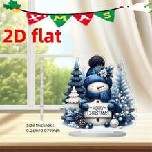 1 pièce, Décoration de bureau en acrylique imprimée en 2D avec bonhomme de neige, parfait pour l'affichage dans les salons familiaux, les chambres, les bureaux et les cafés. Cadeau idéal pour la famille et les amis. Accessoires de décoration de table de fête saisonnière, style bohème