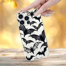 Funda para teléfono con diseño de murciélagos de encaje de Halloween, compatible con iPhone 16, 15, 14 Pro Max, 13, 12, 11, XR y XS Plus. Fabricada en silicona TPU, ofrece protección contra golpes y caídas, además de una excelente sensación al tacto. Es el regalo ideal para familiares, amigos y seres queridos. - transparente - Ver 4