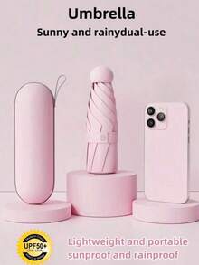 مظلة صغيرة مقاومة للأشعة فوق البنفسجية والأمطار، مظلة جيب محمولة مع طبقة واقية من الأشعة فوق البنفسجية، 6 عظام مقواة، مظلة شمس جيب باللون الأسود قطعة واحدة