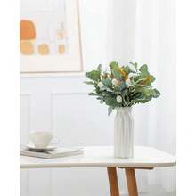Faux Lambs Ear Stems Miller Fake Flocked Artificial Greenery For Home Wedding Bouquet DIY Craft Farmhouse Decor (6pcs, Silver Dusty Miller)-1272 - 綠色 - 查看 8