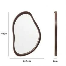 1pc Asymmetrical Wall-Mounted Mirror,Wooden Home Mirrors,Student Dormitory Desktop Creative Unique Decorative Mirrors,For Bathroom Living Room Decoration,Vanity Room Salon Living Room Bedroom Bathroom Home Decoration, Wedding, Party, Birthday Gift, Accessories, Fun Gift French Simple Style Makeup Mirror, Bedroom Table/Cabinet Mirror, Bathroom Wall Decoration Mirror