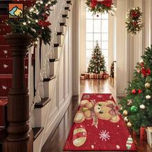 1 covoraș antiderapant pentru baie cu model de ursuleți de Crăciun, fabricat din cașmir artificial cu decorațiuni de pluș, potrivit pentru băi, uși, bucătării și alte ocazii. Poate fi spălat la mașină, este un decor festiv și poate fi oferit cadou. - Multicolor - Vizualizare 6