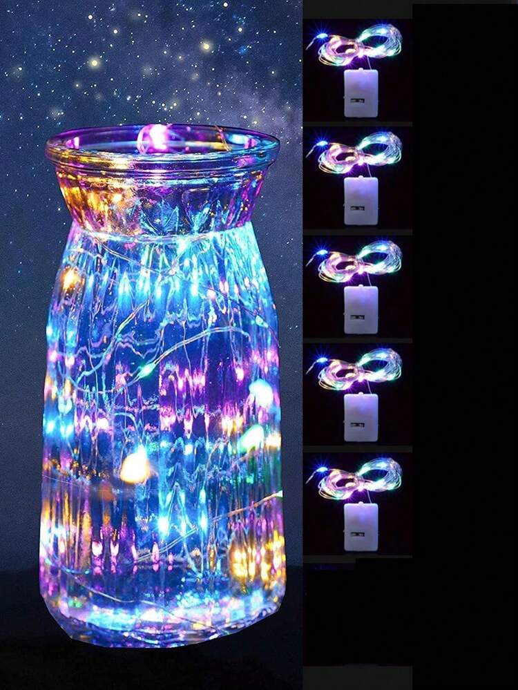 5/10 件迷你 LED 仙女灯 - 电池供电，闪烁效果，礼品包装装饰，圣诞节和母亲节装饰 - 彩色 - 查看 10