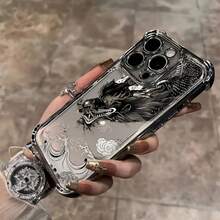 Funda de Teléfono a Prueba de Golpes con Patrón de Dragón Negro Creativo y Genial de Mitología China, Adecuada para Apple  14/15, 11, 12, 12 Pro, 12 PM, 13, 13P, 13 Pro Max, 14, 14 Pro, 14 Plus, 15, 15 Pro, 15 Plus, 15 PM, 16, 16 Pro, 16 Plus, 16 Pro Max - Un Regalo Adecuado para Todas las Estaciones - Colores mixtos - Ver 5