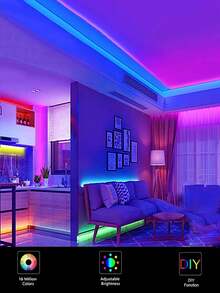 1 pieza de 1m, 2m, 3m, 5m, 10m, 15m, 20m [2 rollos de 10m] Tiras de luces LED, luces de color cambiante para decoración de habitaciones, cinta LED RGB con control remoto inalámbrico, color ajustable, adecuado para escenario, sala de estar, dormitorio, cocina, escaleras, bar, pasillo, decoración de fiestas, fácil instalación - 24 teclas - Ver 8