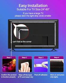 LED TV Backlights, 9.8 Ft USB Powered RGB Color Changing LED Strip Lights For 32-60 Inch TVs With Remote Music Sync Bluetooth APP Control - Màu mơ - Xem 7