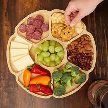 Bandeja de bambú para aperitivos de 1 pieza, bandeja para servir aperitivos, plato para aperitivos, ideal para pasteles, frutas, nueces y dulces. - Redondo 24,5 x 24,5 cm - Ver 5