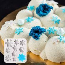 1pc 3D Snowflake Silicone Mold, Winter Snowflake Soft Candy Silicone Mold For Cupcake, Cake Decoration, Polymer Clay Craft, Party Food Making Mold, Cake Decorating, Fondant Mold - Multicolor - View 4