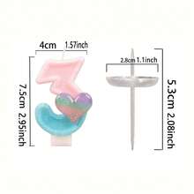 1 支数字蜡烛，创意 DIY 心形蜡烛，适合生日蛋糕、派对装饰、女孩 - 彩色 - 查看 2