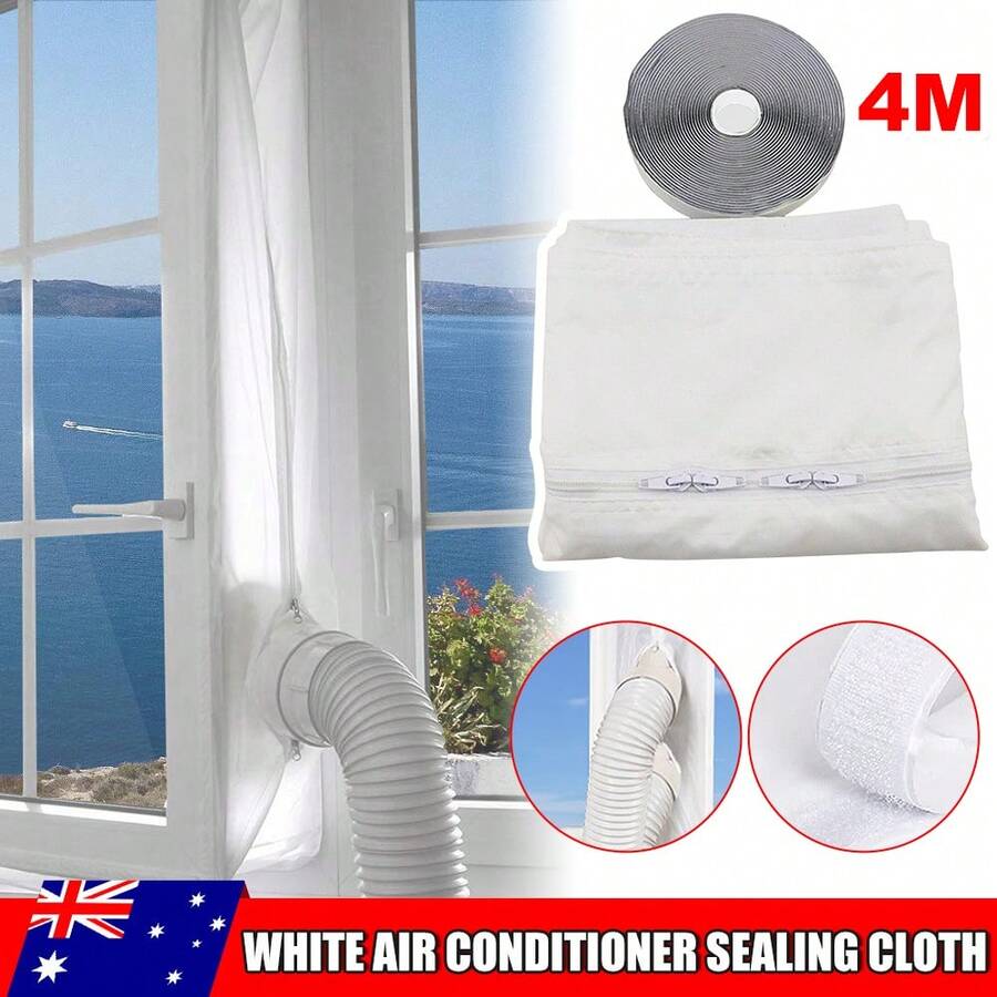4M Portable Seal Vent Kit Sealing For Air Conditioner Window Cloth Zippers Hose - White - View 1