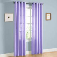 2Pc Semi Sheer Window Curtain DRESSING Home Grommets Top Solid Color,ZXCFTE - 淡紫色 淺紫色 - 查看 2
