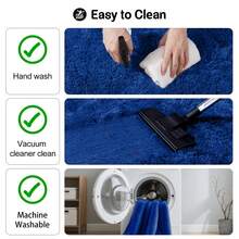 Large Shaggy Area Rug For Living Room & Bedroom – Stain-Resistant Fluffy Carpet With 1.4 In High Pile, Plush Aesthetic Throw Rug, Non-SIip Rubber Backing With 4 Anti-SIip Pads, Durable Edge Stitching – Cozy Minimalist Decor – Great Gift For New Year ! - 寶藍色 - 查看 10