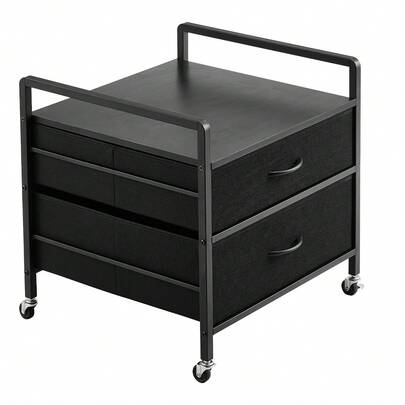 Mini refrigerador con base de almacenamiento, 176 libras, color negro, mesa para mini refrigerador, 2 cajones