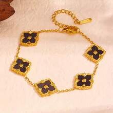 1 Set Exquisite Lucky Clover Jewelry Set - 18K Gold Plated, Acrylic Mosaic, 304L Stainless Steel Flower Bracelet And Pendant Necklace Set, Ideal Gift For Girls And Friends, Fashion Accessory Suitable For Any Occasion Valentines