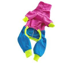 1pc Autumn/Winter Fashion Pet Colorblock Jumpsuit, Warm & Stretchy High Collar 4-Leg Fleece Outfit For 2-25kg Cats & Dogs