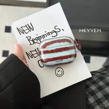 Husă de protecție pentru căști, transparentă lucioasă, cu dungi vintage, compatibilă cu Apple 1 2 3 4 New Apple 2, cadou pentru prieteni