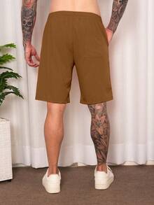 Father's Day NEW Men's Bermuda Plain Basic Knee-Length Elastane Pool Shorts Summer 2025 Launch - 棕色 - 查看 2