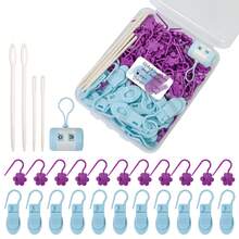 85pcs Floral Stitch Markers With Locking Mechanism - Non-Slip Crochet Locking Stitch Markers, Purple And Teal Flower Stitch Markers For Sweaters, Amigurumi, Lace Patterns - Plastic Organizer For Knitting And Crochet Enthusiasts - Ideal Gift For Knitting And Crochet Projects, Yarn Decor Markers, Stylish Storage Box, Colorful Accessories, Smooth Surface, For DIY Hobbyists - Multicolor - View 15