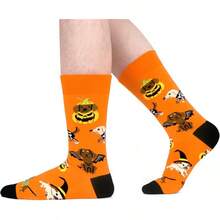 Men's Funny Novelty Crazy Pattern Dress Socks For Gifts - Orange/Red/Green/Multicolor Halloween-6m - View 6