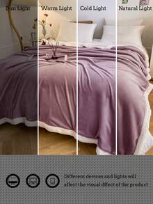 1pc Lavender Milk Velvet Lamb Wool Soft & Cozy Blanket, Suitable For Bedroom & Guest Room, Warm & Machine Washable - Màu tím hoa cà - Xem 8
