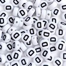 100pcs 4x7mm Round White Base Black Letter Beads A-Z 26 Letter Beads, Suitable For Bracelets, Necklaces, Handmade DIY Jewelry Making Accessories - White - View 7