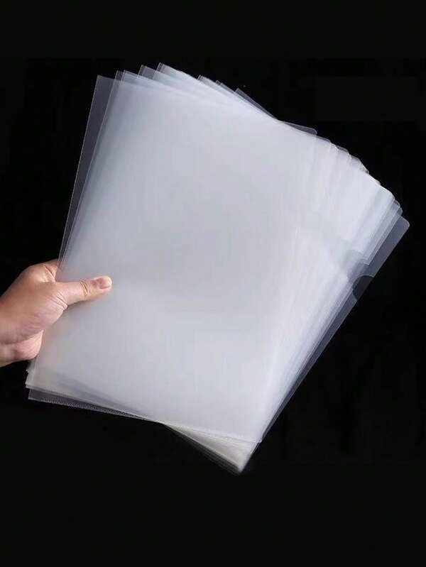 5/10/30pcs L-Shaped A4 File Folder, A4 Transparent PP Plastic File Bag, Office Supplies Single-Page Document File, Thickened Waterproof