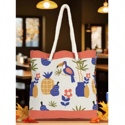 This Summer's Must-Have Bag! – Rope Handle Shoulder Bag | 40x40 Cm | Print | Made In Turkey