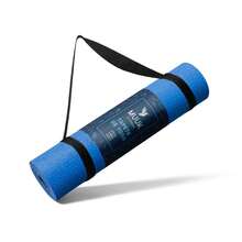 MUUK FITNESS 1 pieza Tapete de yoga antideslizante de 150x60 cm con 4 mm de grosor, tapete ligero y portátil para ejercicios de yoga, pilates, estiramientos y fitness, esterilla cómoda y estable para entrenar en casa, estudio o al aire libre - Azul Rey - Ver 2