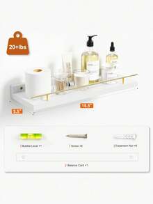 Floating Shelves With Metal Railing Wall Mounted 3 Tier Shelf For Bathroom Kitchen Bedroom - White - View 5