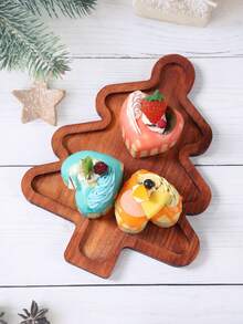 1pc Christmas Wooden Tray, Christmas Tree Shaped Food Tray, Merry Christmas Decorative Trays, Creative DIY Christmas Coloring Decorations,Christmas Party Snack Trays, Afternoon Tea Gathering Tea, Coffee Tray, Christmas Celebration Dessert Tray, Dining Room Table Center Decor, Serving Tray, Kitchen Vegetable & Fruit Tray, Family Food Display Tray, 2026 New Year Decor, Party Favors - Retro Christmas Tree - View 2