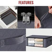 , bolsa de almacenamiento de ropa, X piezas organizador de clset, con asas reforzadas, bolsas de tela resistentes con ventana transparente gris oscuro, paquete de 2 - 84 L cada - Pack of 2 - 84L each + Gris oscuro - Ver 3