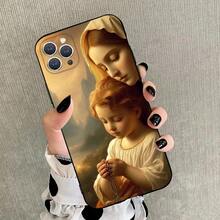 Funda de Teléfono de la Virgen María y Jesús compatible con  15,14,13,12,11,Plus,Pro Max,XS,X,XR,SE,Mini,8,7, funda de silicona suave negra, funda compatible con  17, funda de  17 Pro, funda de  17 Pro Max - z1 - Ver 12