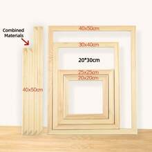 1 Set Kit de Marco de Madera DIY, Incluye Marcos de 40x60cm, 30x40cm, 20x30cm, Adecuado para Pintura al Óleo en Lienzo, Arte de Pared, Pintura de Diamantes, Tiras de Madera con Espiga y Mortaja, Pinceladas Gruesas, Lienzo Estirado, Práctica, Decoración del Hogar, Regalo para Cumpleaños, Graduación